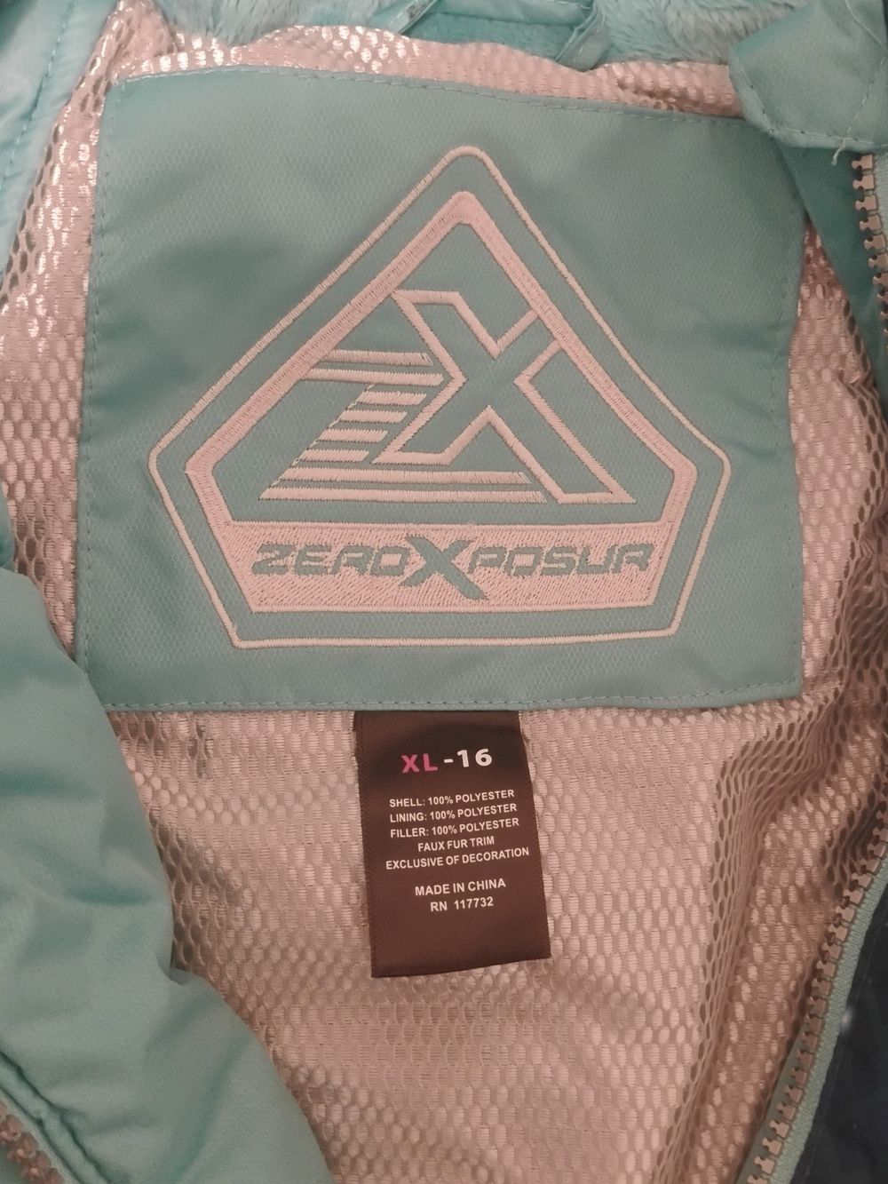 ZeroXposur Kids Light Aqua Jacket Snow Girl Size XL-16